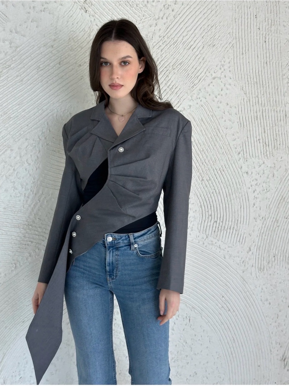 Asymmetrical Gray Blazer